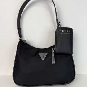 GUESS Elyna Mini Shoulder Handbag Black+Los Angeles Coin Pouch Women Wallet